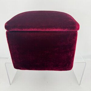 Soft Velvet Cushion Box Burgundy Lidded Square Elegant Vanity Decor Jewelry Gift
